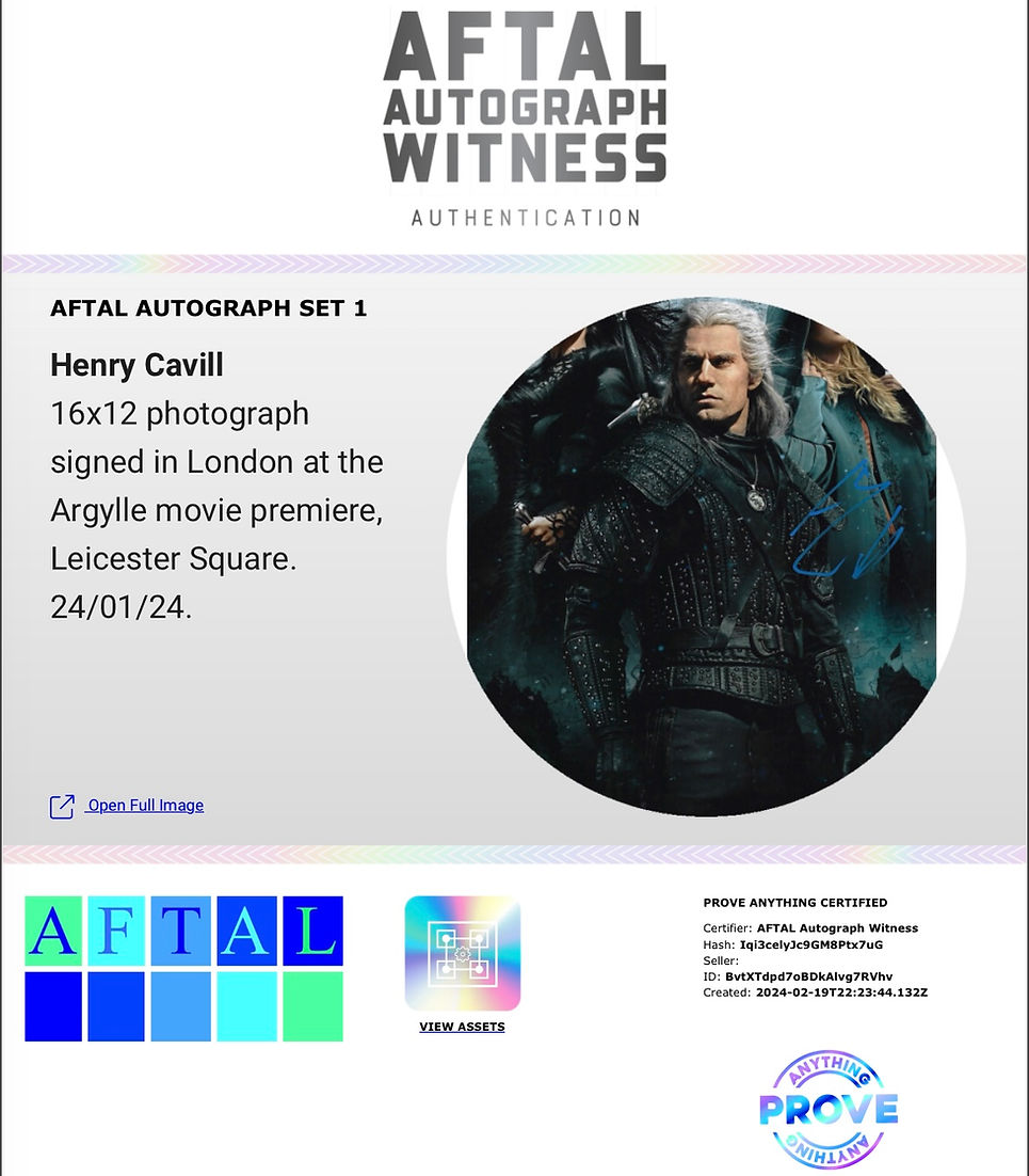 HENRY CAVILL SIGNED GERALT THE WITCHER 16x12 PHOTOGRAPH (AFTAL WITNESSED COA) 2
