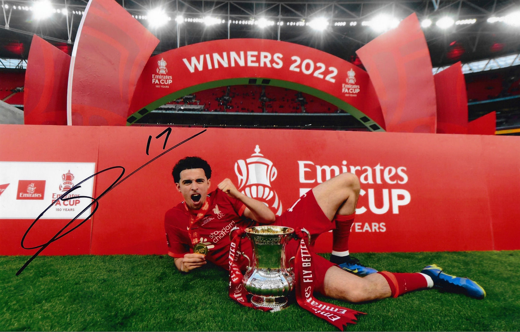 CURTIS JONES SIGNED LIVERPOOL FC FA CUP WINNERS 12x8 PHOTO (AFTAL COA)