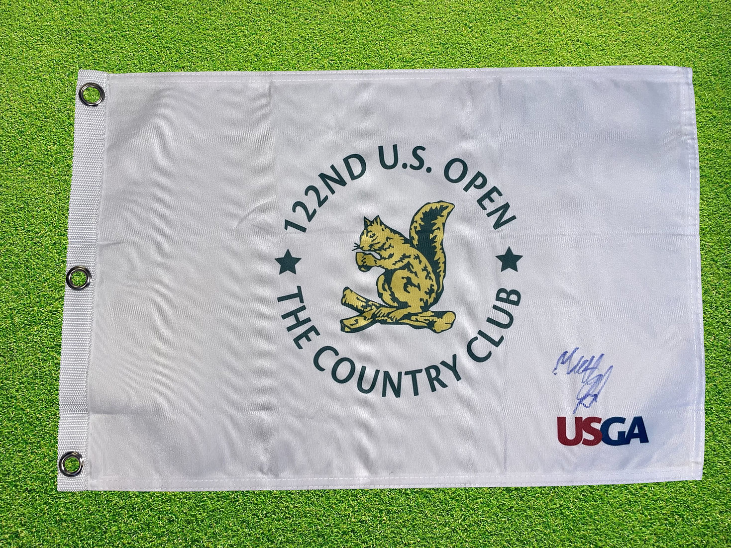 MATT FITZPATRICK SIGNED GOLF US OPEN 2022 WINNER PIN FLAG (AFTAL COA)