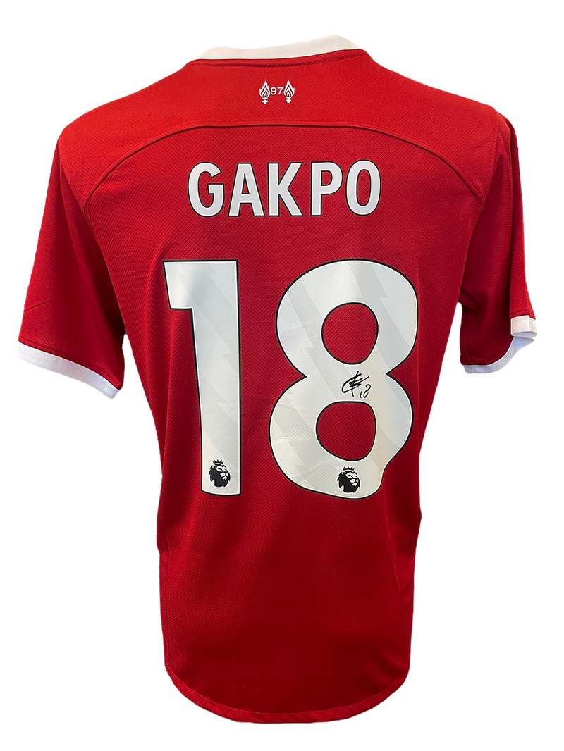CODY GAKPO SIGNED 2023/24 LIVERPOOL FC HOME SHIRT (AFTAL COA)-1