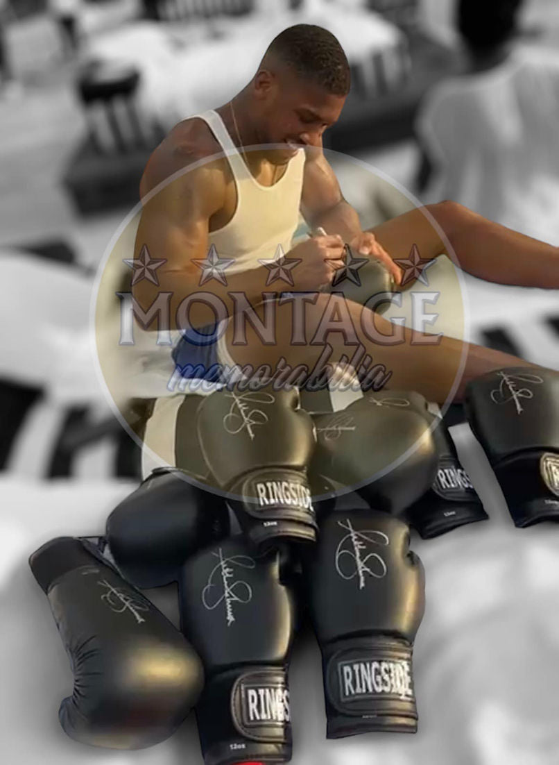 ANTHONY JOSHUA SIGNED BLACK RINGSIDE AUTOGRAPH BOXING GLOVE L (AFTAL COA)