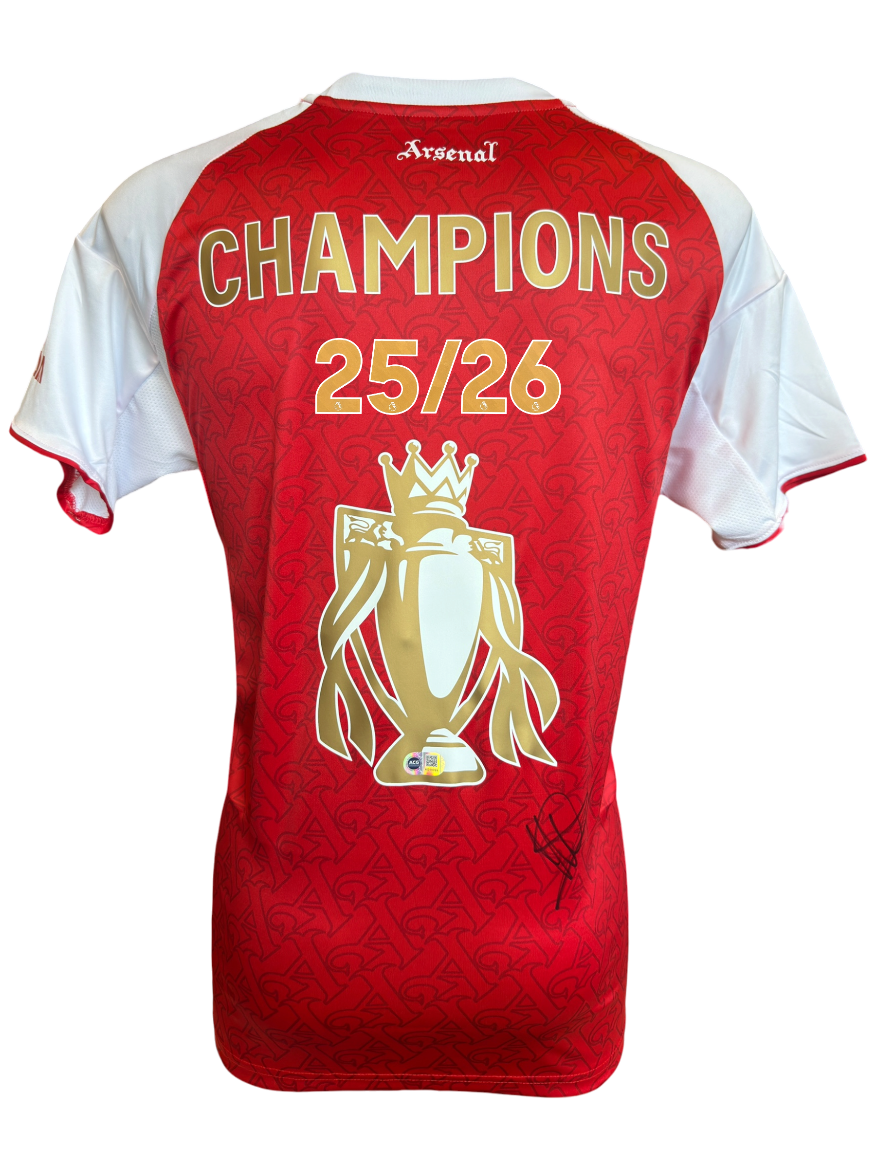 MIKEL ARTETA SIGNED ARSENAL 25/26 CHAMPIONS HOME SHIRT (ACG CERT AG19099)