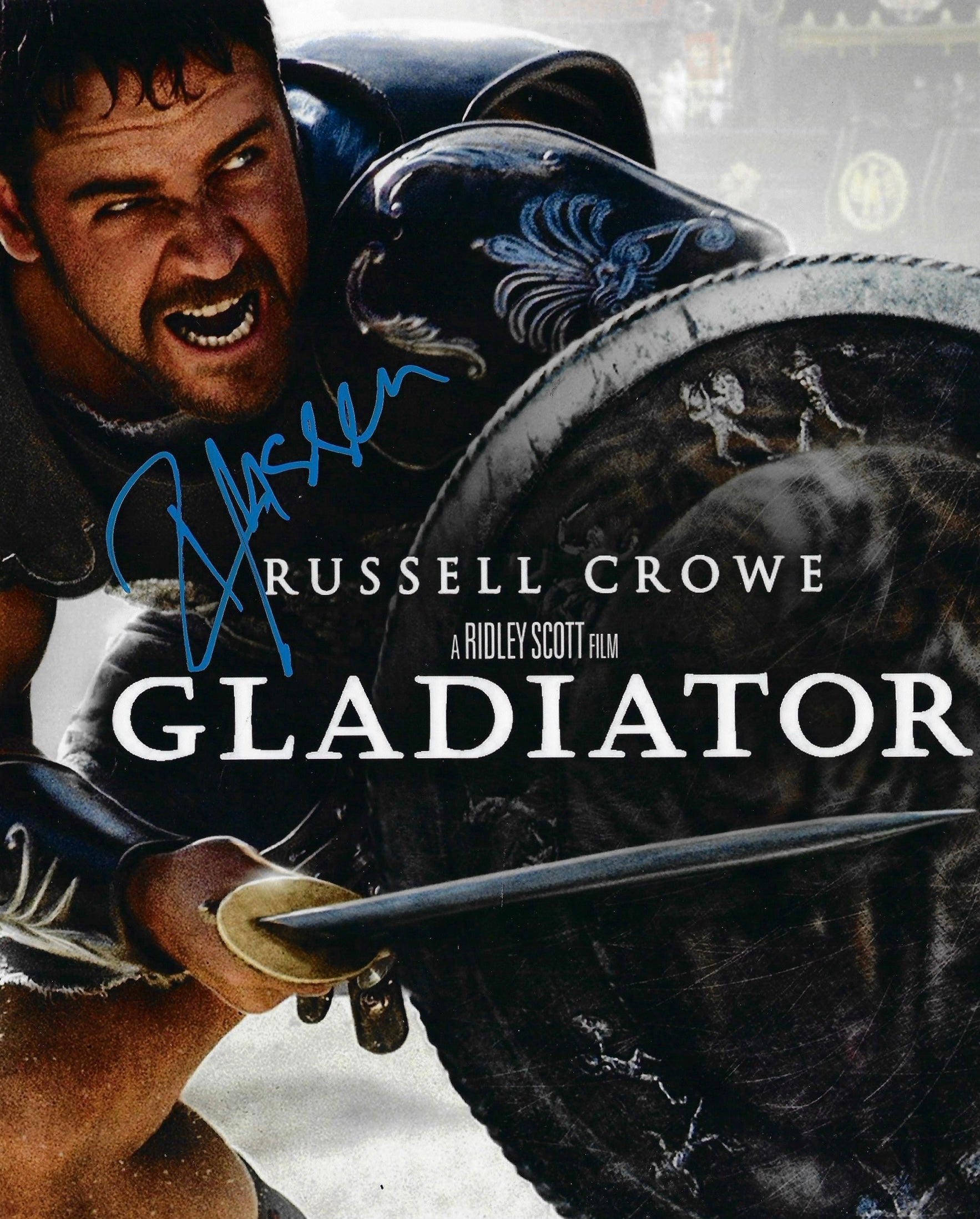 RUSSELL CROWE SIGNED 10x8 GLADIATOR POSTER PHOTOGRAPH (AFTAL COA) 2