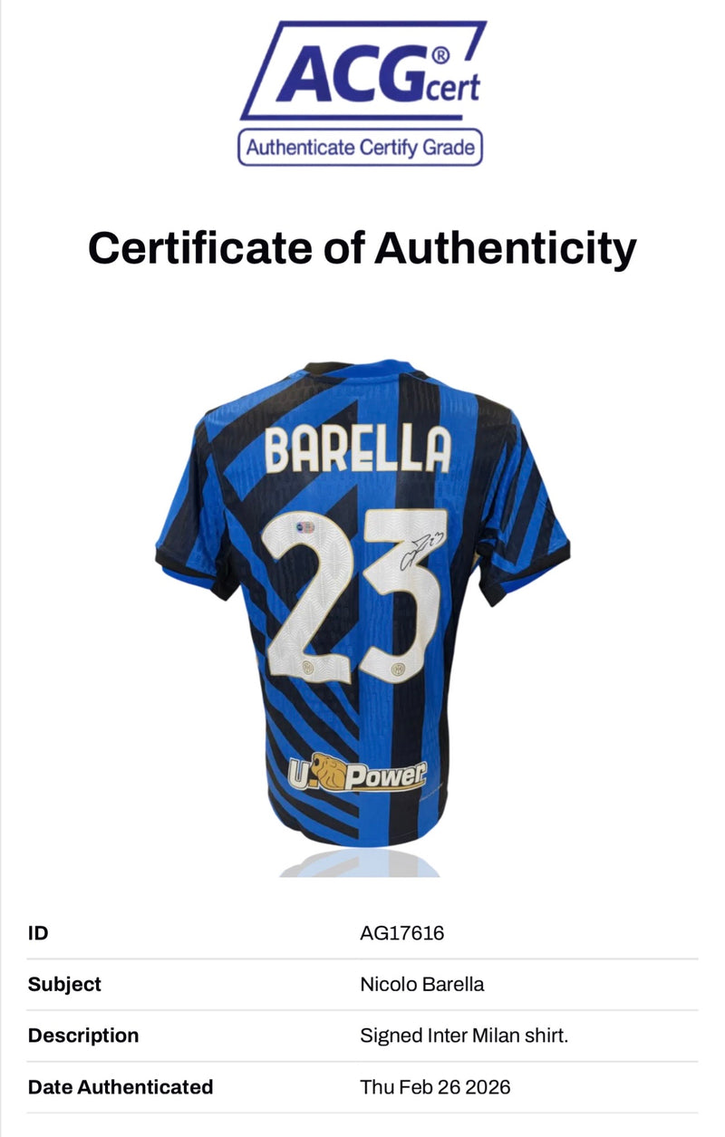 NICOLO BARELLA SIGNED 2024/25 INTER MILAN HOME SHIRT BARELLA 23 (ACG CERT AG17616)-2