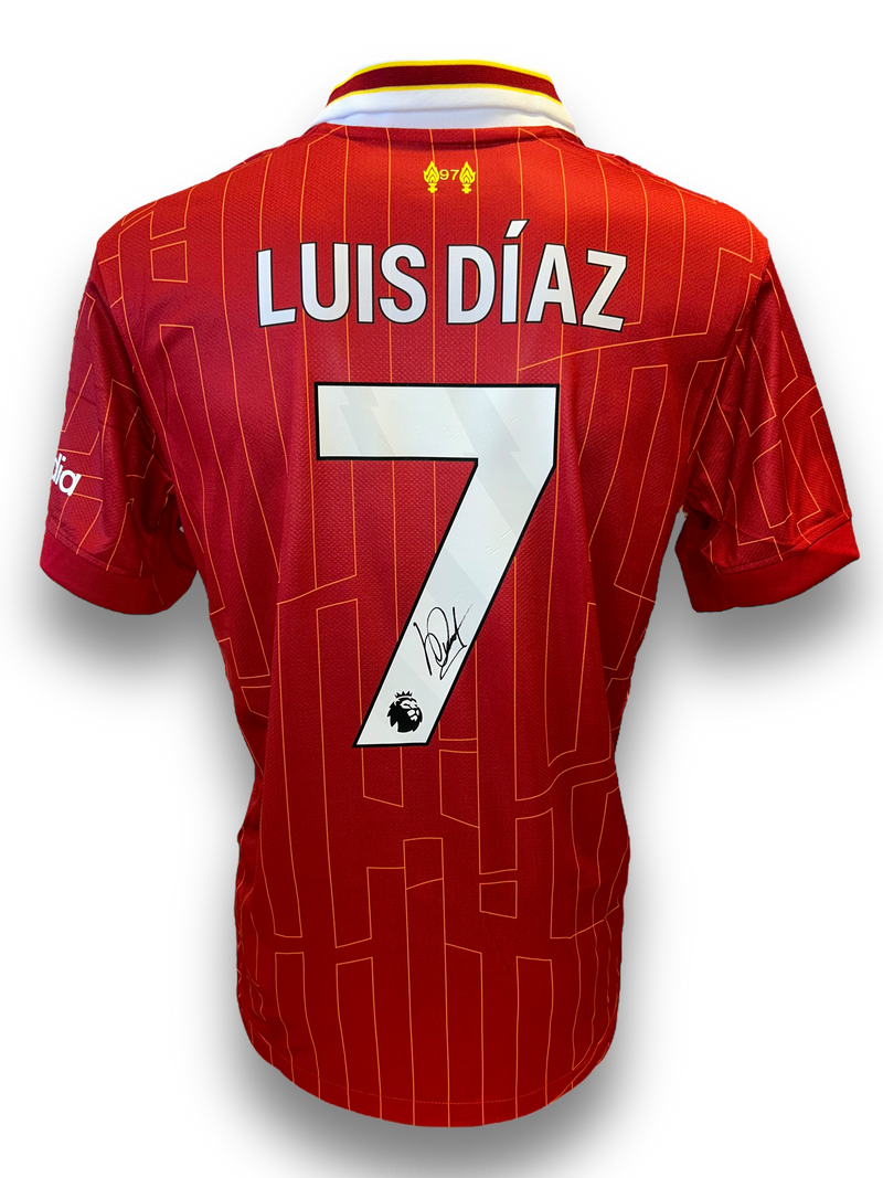 LUIS DIAZ SIGNED 2024/25 LIVERPOOL FC HOME SHIRT DIAZ 7 (AFTAL COA)-1