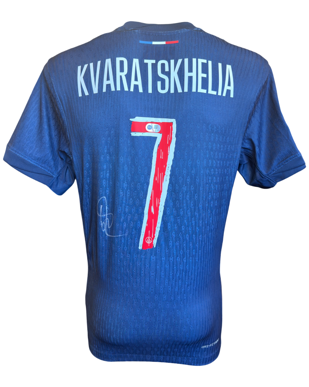 KHVICHA KVARATSKHELIA SIGNED 24/25 PARIS SAINT-GERMAIN HOME SHIRT (ACG CERT AG19116)