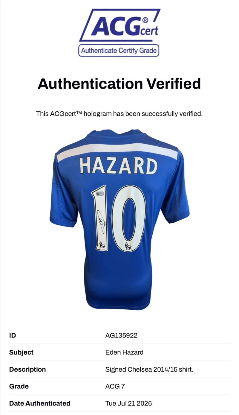 EDEN HAZARD SIGNED CHELSEA 2014/15 HOME SHIRT (ACG CERT AG135922)-2