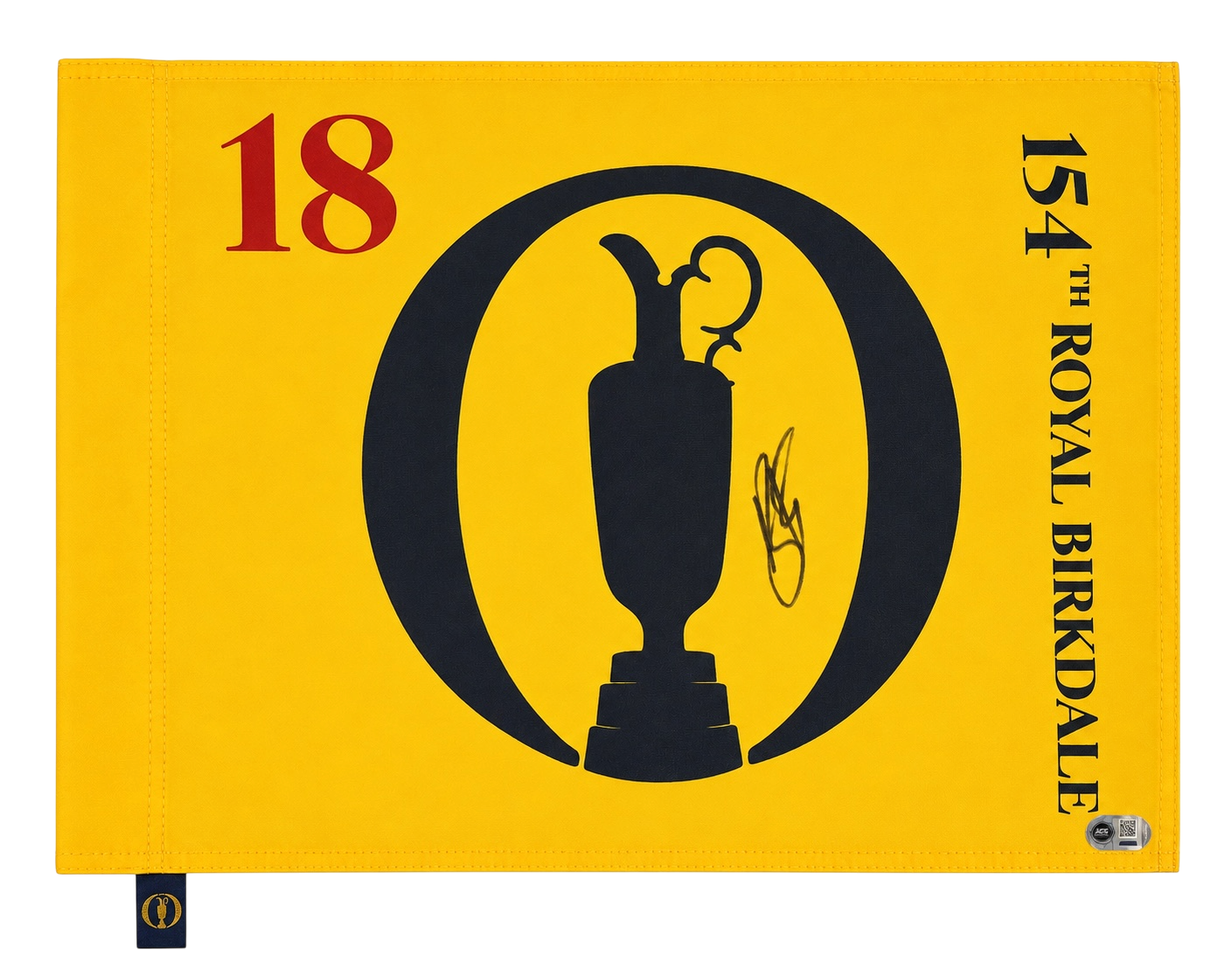RYAN FOX SIGNED THE OPEN GOLF 154TH OPEN WINNER PIN FLAG (ACG CERT AG135560)