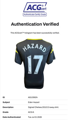 EDEN HAZARD SIGNED CHELSEA 2012/13 AWAY SHIRT (ACG CERT AG135924)-2