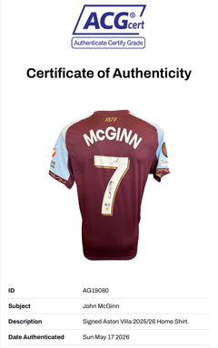 JOHN MCGINN SIGNED 25/26 ASTON VILLA HOME UEL SHIRT (ACG CERT AG19080)-2
