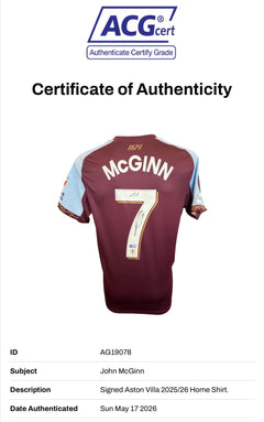 JOHN MCGINN SIGNED 25/26 ASTON VILLA HOME UEL SHIRT (ACG CERT AG19078)-2
