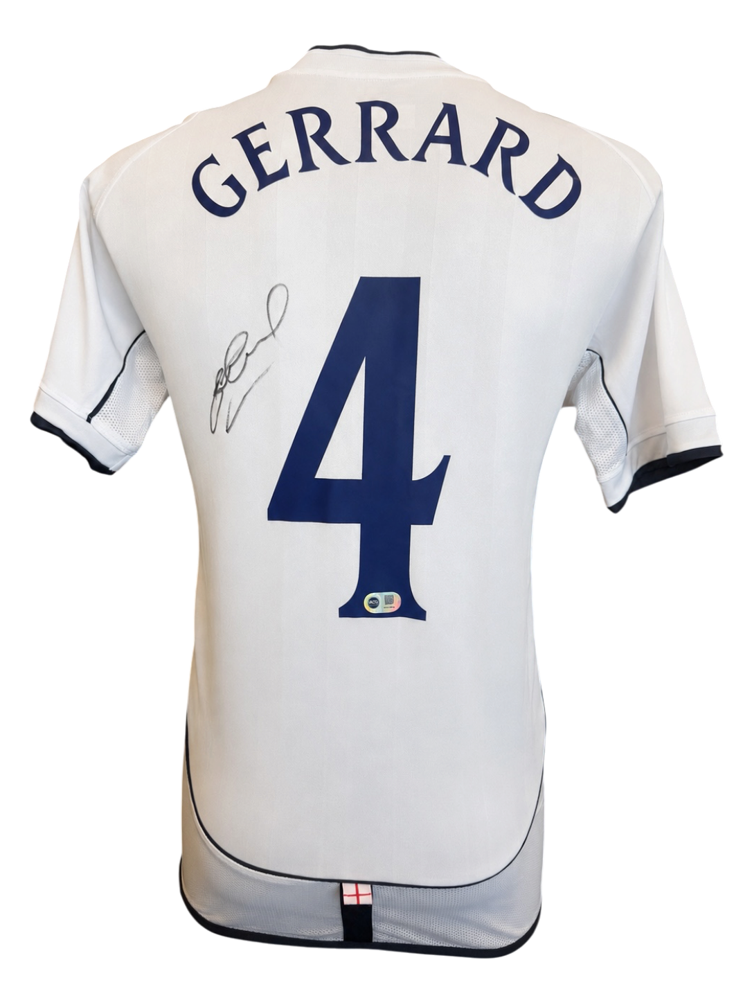 STEVEN GERRARD SIGNED ENGLAND 2001 HOME SHIRT (ACG CERT AG19209)