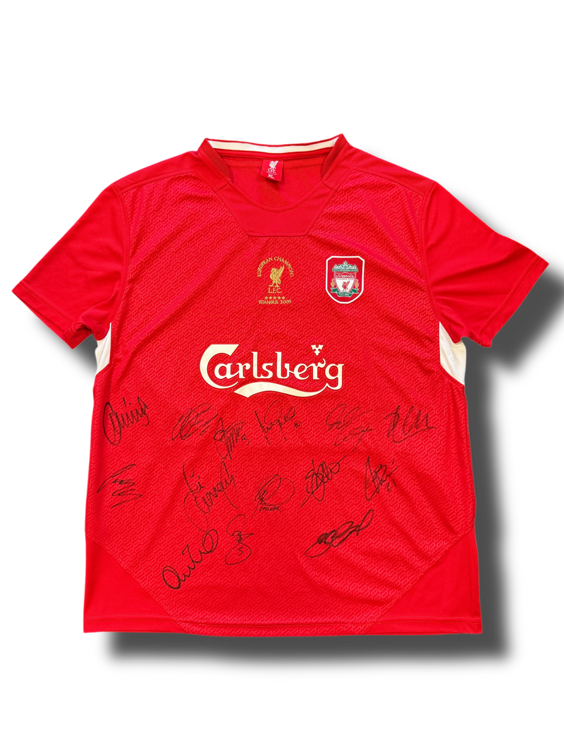 LIVERPOOL FC SIGNED ISTANBUL 2005 SQUAD SHIRT GERRARD ALONSO CARRAGHER (AFTAL COA)-1