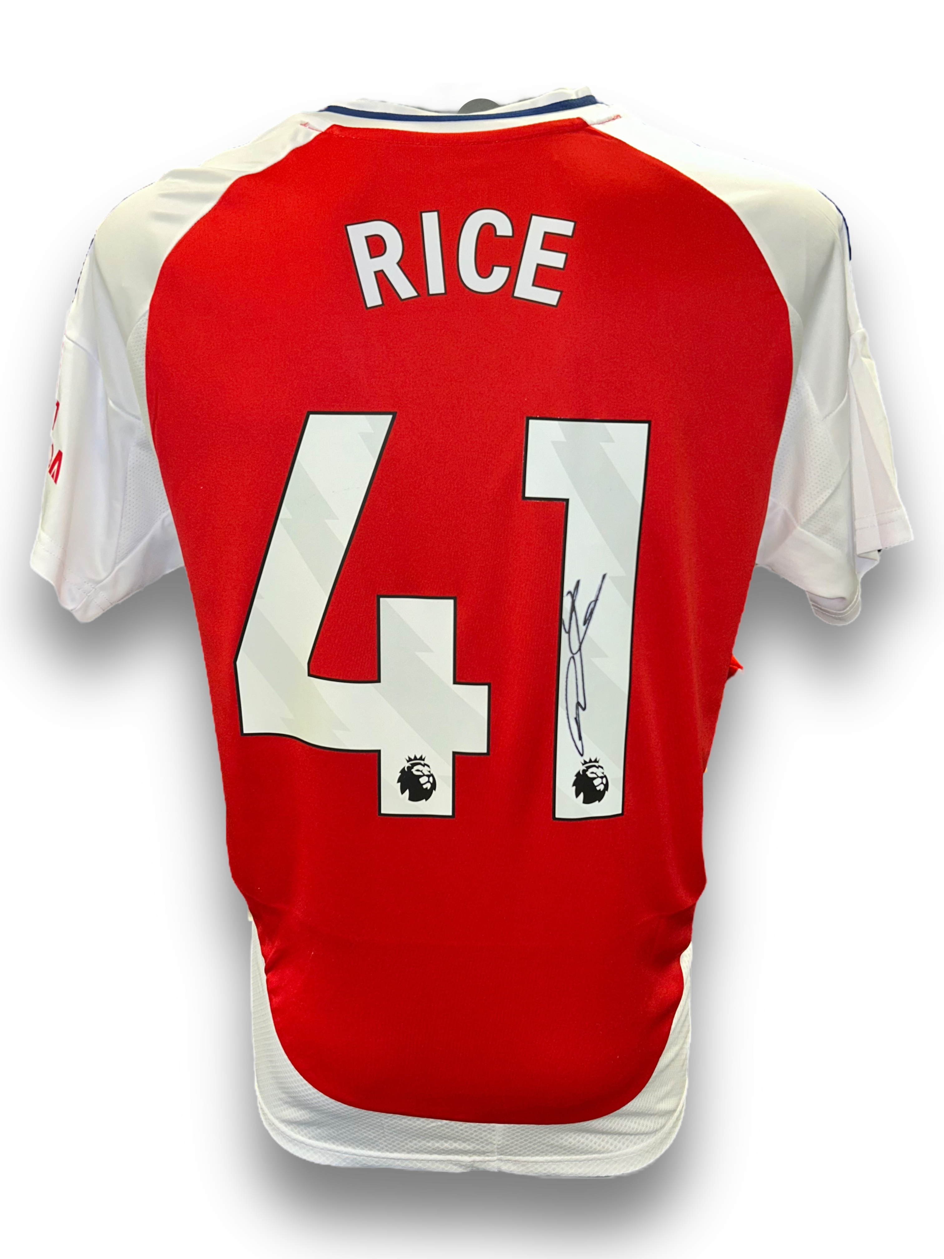 DECLAN RICE SIGNED 2024/25 ARSENAL FC HOME SHIRT RICE 41 (AFTAL COA)