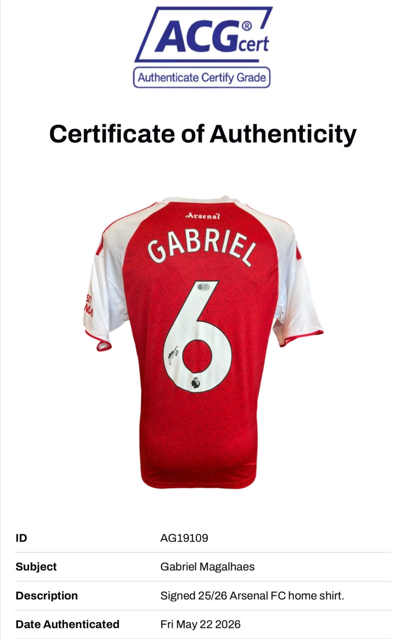 GABRIEL MAGALHAES SIGNED ARSENAL FC 2025/26 HOME SHIRT (ACG CERT AG19109)-2