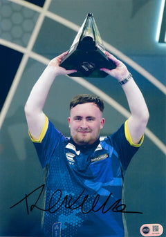LUKE THE NUKE LITTLER SIGNED PREMIER LEAGUE CHAMPION 12x8 (ACG CERT AG18859)-1
