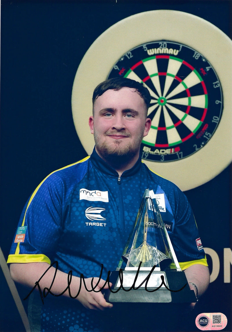 LUKE THE NUKE LITTLER SIGNED PREMIER LEAGUE CHAMPION 12x8 (ACG CERT AG18860)-1