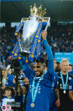 RIYAD MAHREZ SIGNED LEICESTER CITY PL CHAMPIONS 12X8 PHOTO (ACG CERT AG18863)-1