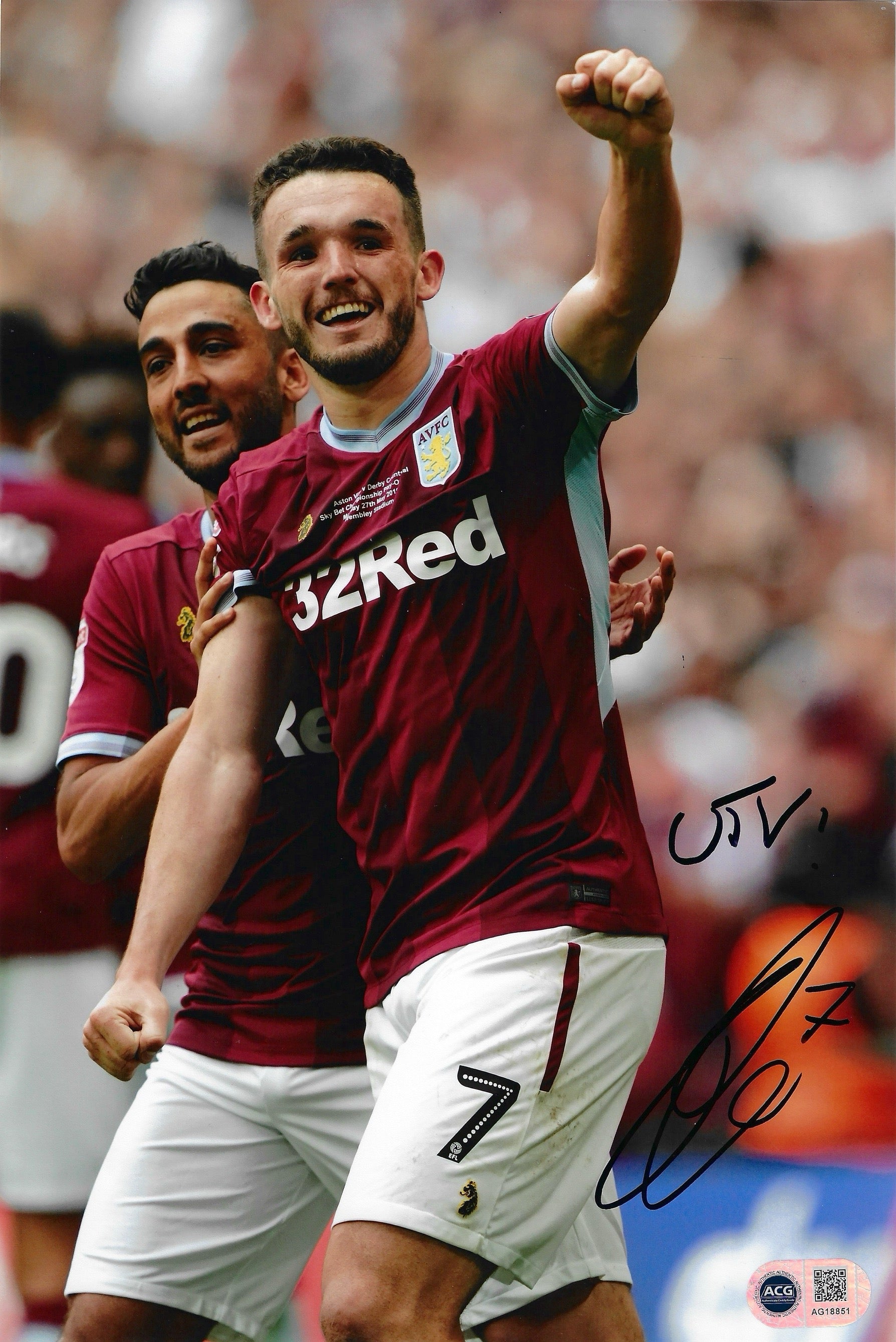 JOHN MCGINN SIGNED ASTON VILLA 12X8 PHOTOGRAPH (ACG CERT AG178851)