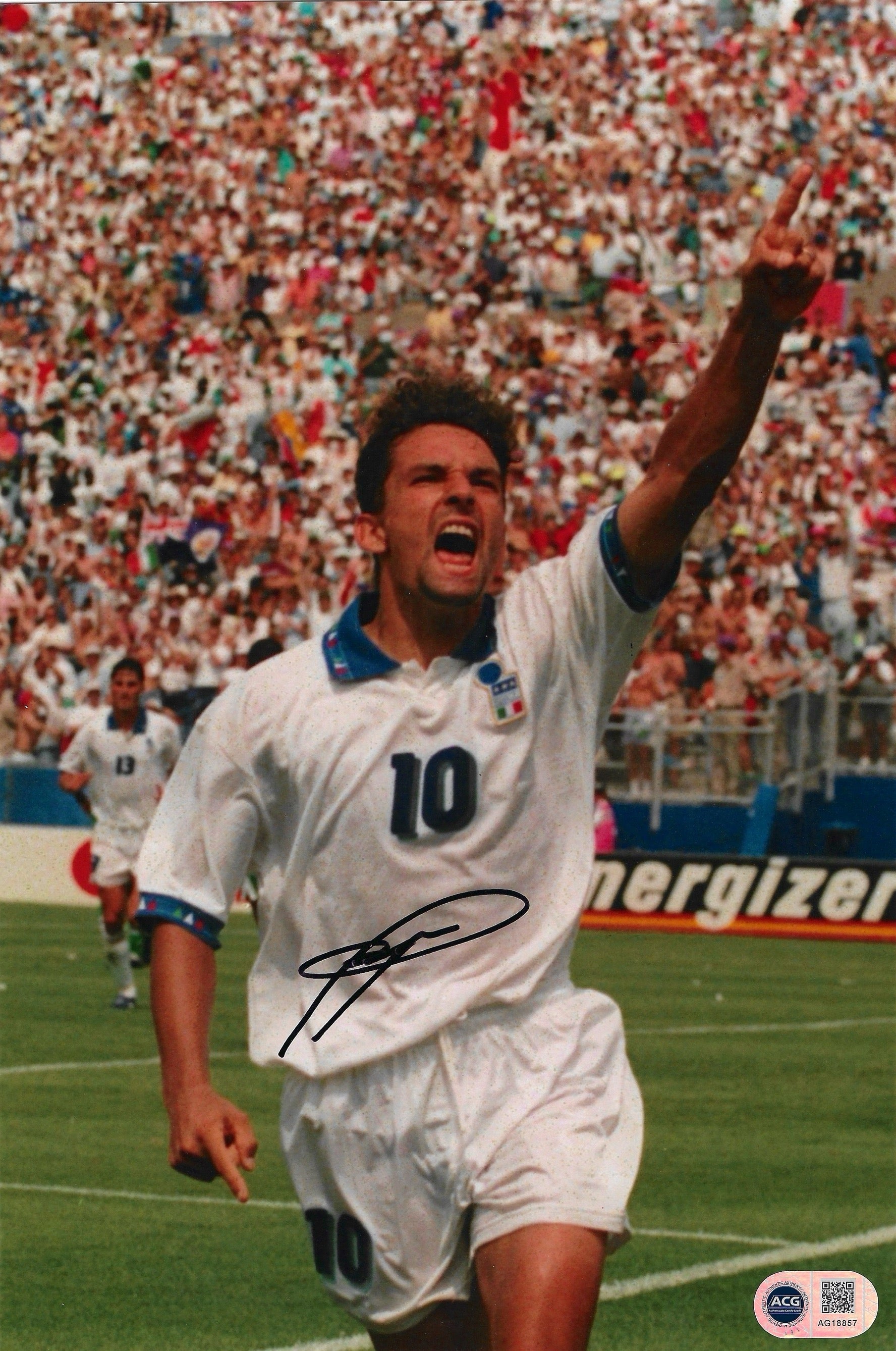ROBERTO BAGGIO SIGNED 12x8 ITALY 94 LEGEND PHOTO (ACG CERT AG18857)-1