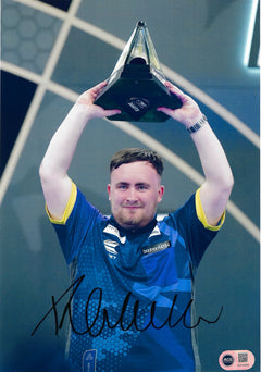LUKE THE NUKE LITTLER SIGNED PREMIER LEAGUE CHAMPION 12x8 (ACG CERT AG18858)-1