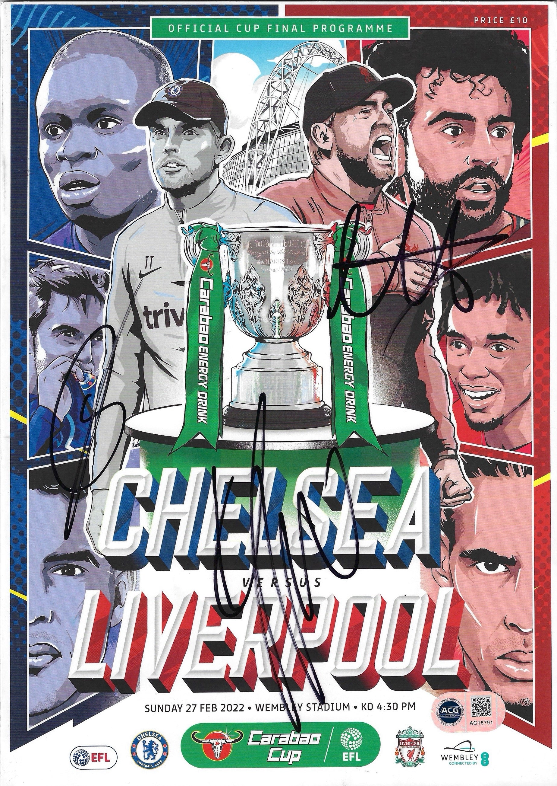 JURGEN KLOPP, TRENT, CURTIS JONES SIGNED CARABAO CUP FINAL PROGRAMME (ACG CERT AG18791)