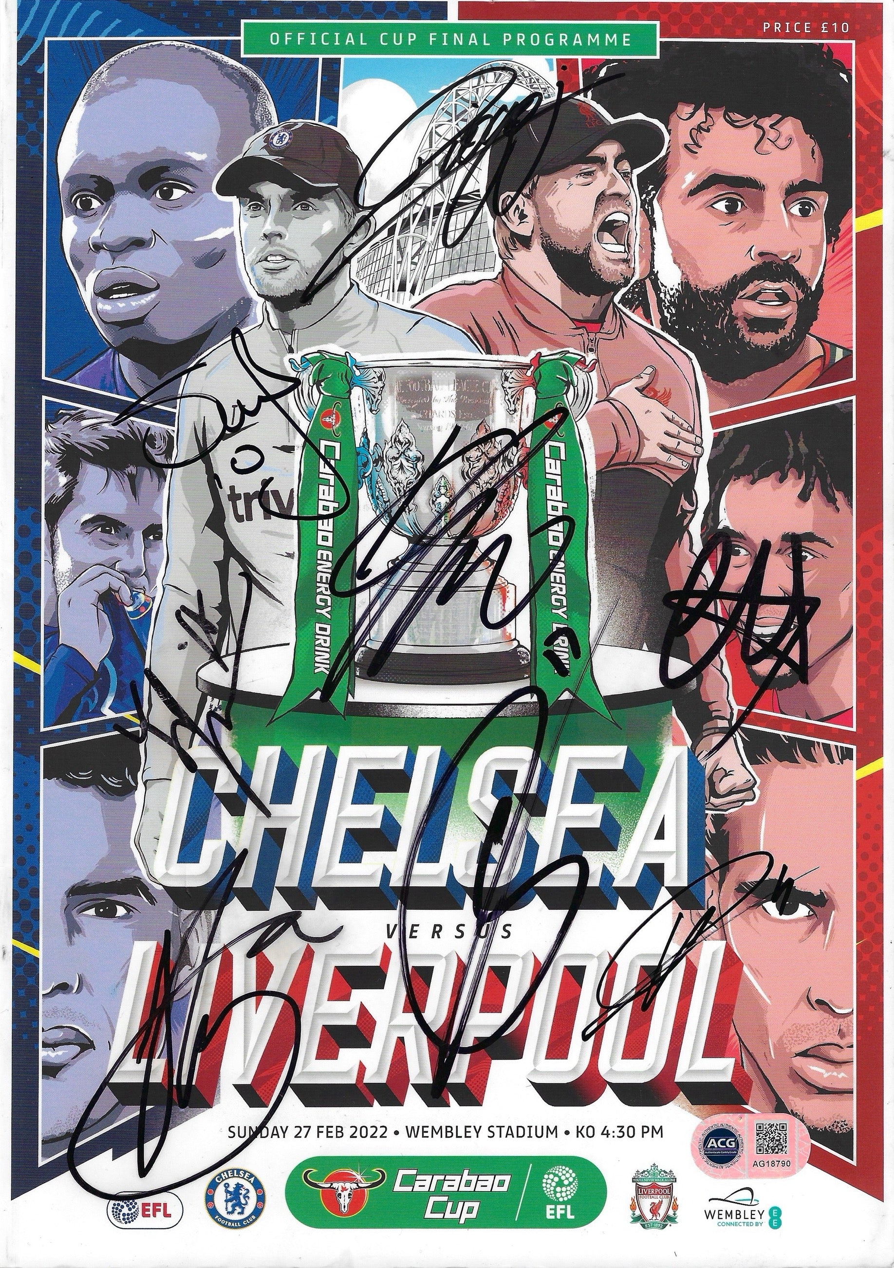 LIVERPOOL SIGNED CARABAO CUP 22 FINAL PROGRAMME KLOPP JOTA VIRGIL (ACG CERT AG18790)-1