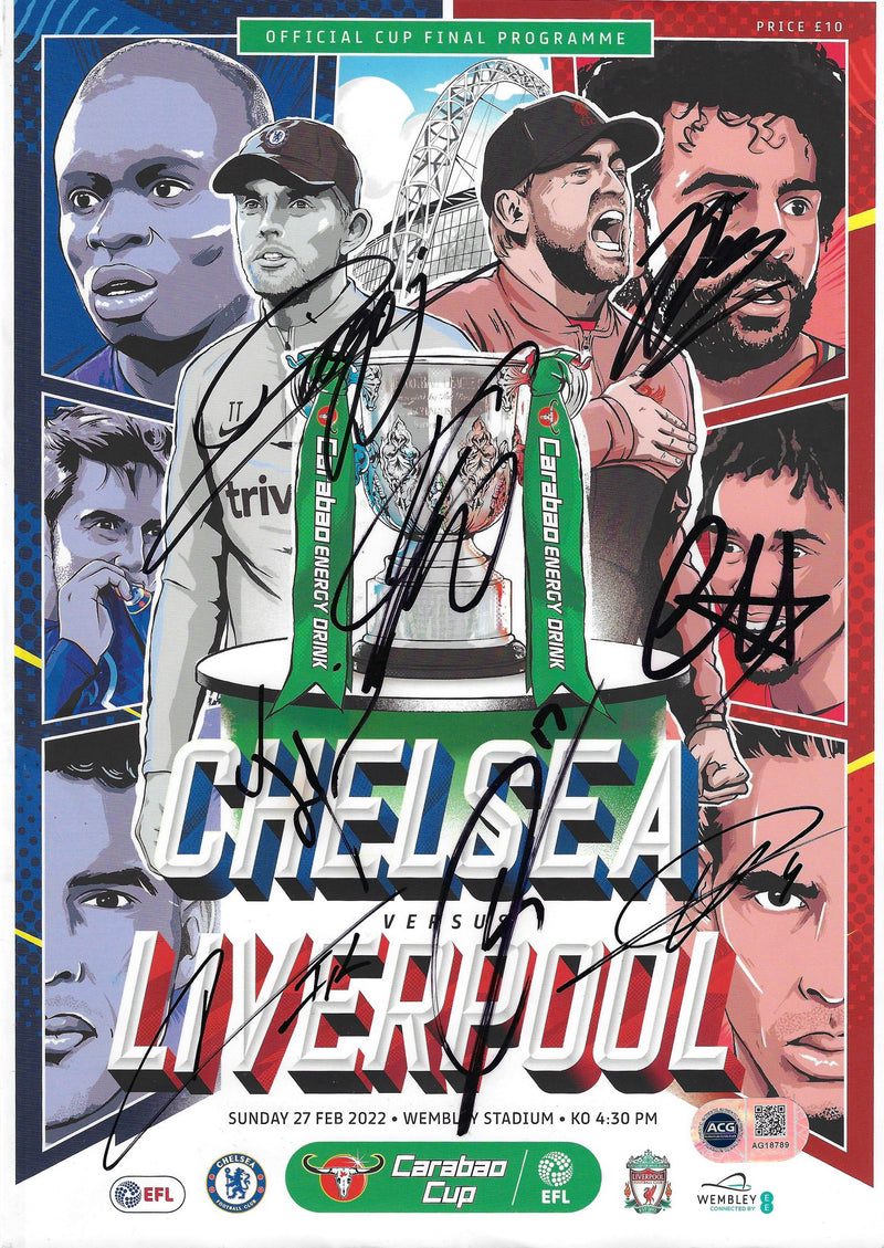 LIVERPOOL FC SIGNED CARABAO CUP FINAL 22 PROG KLOPP, VIRGIL, TRENT, JOTA (ACG CERT AG18789)-1