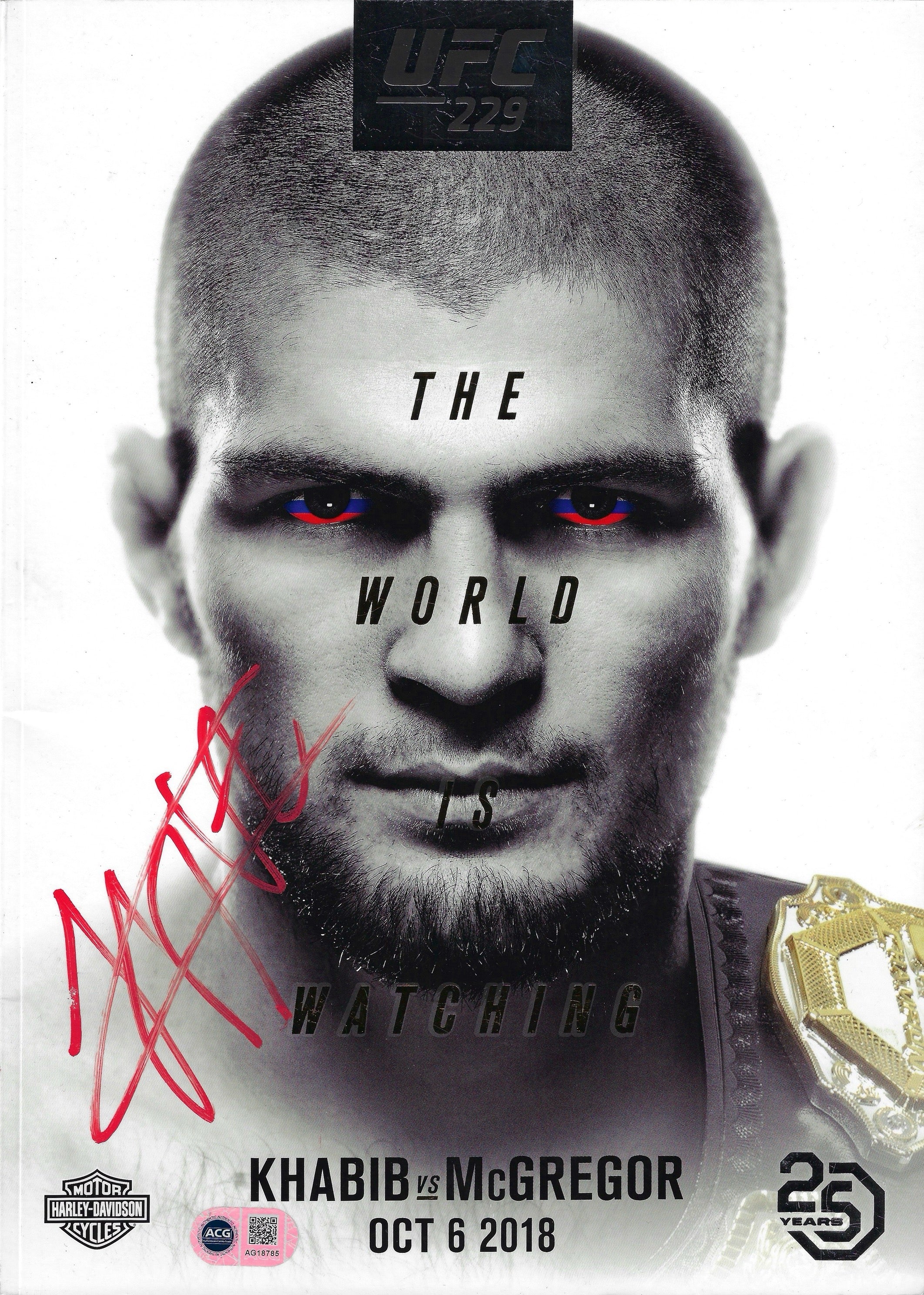 KHABIB NURMAGOMEDOV SIGNED UFC 229 MCGREGOR PROGRAMME (ACG CERT AG18785)