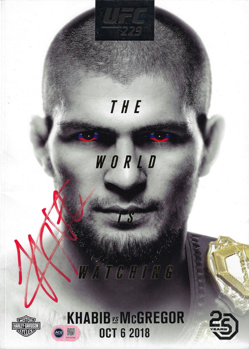 KHABIB NURMAGOMEDOV SIGNED UFC 229 MCGREGOR PROGRAMME (ACG CERT AG18785)-1