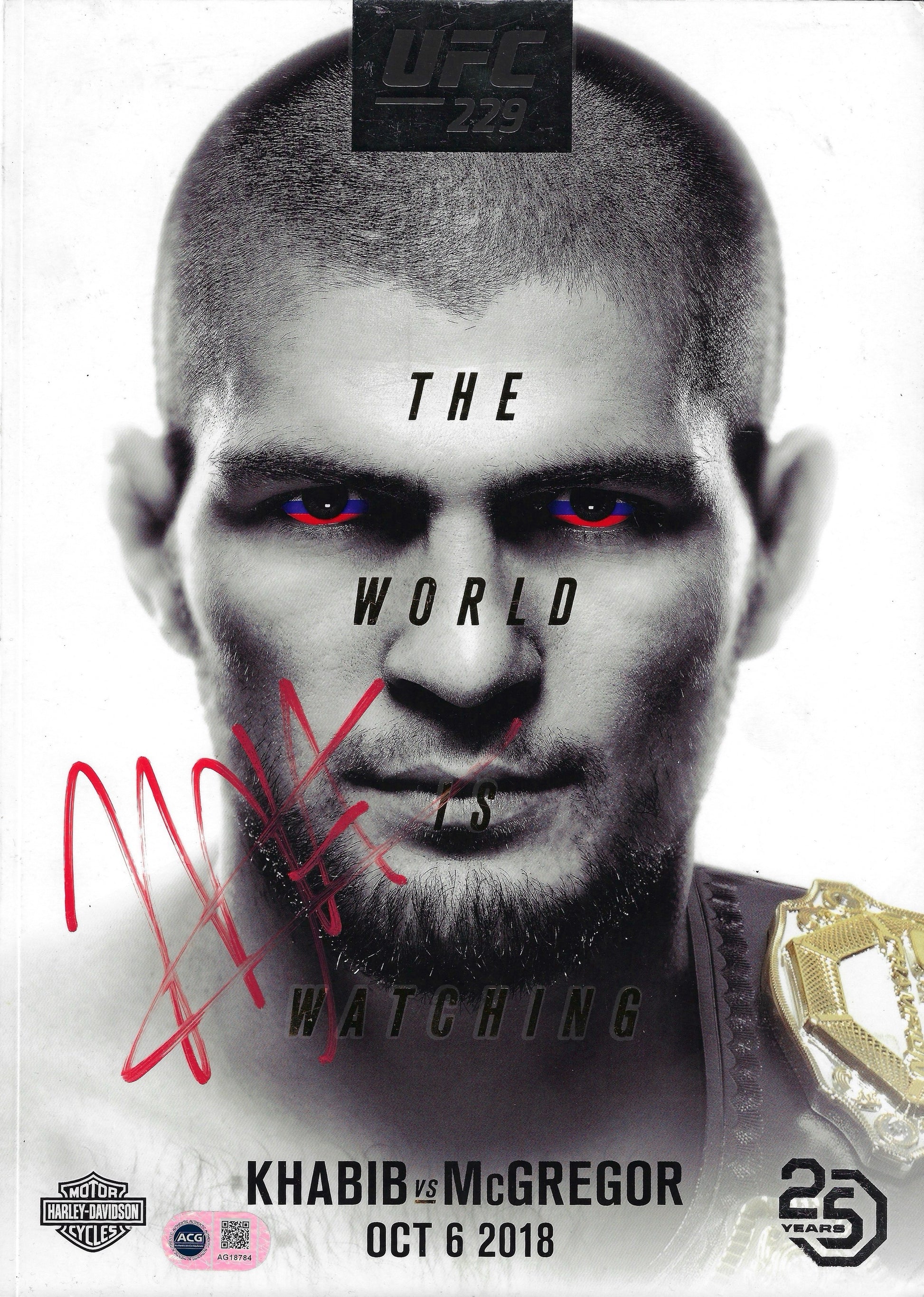 KHABIB NURMAGOMEDOV SIGNED UFC 229 MCGREGOR PROGRAMME (ACG CERT AG18784)-1