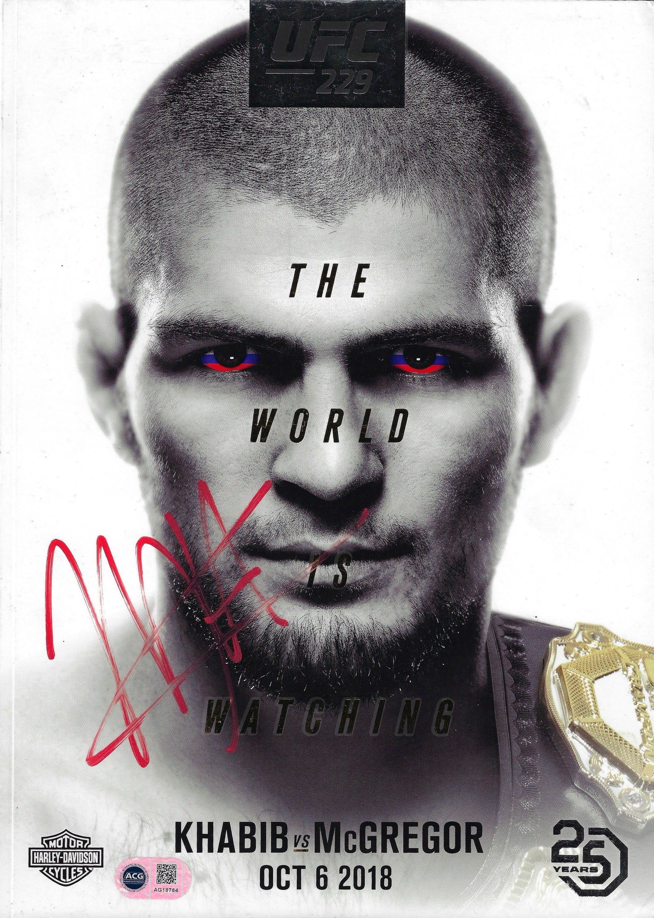 KHABIB NURMAGOMEDOV SIGNED UFC 229 MCGREGOR PROGRAMME (ACG CERT AG18784)
