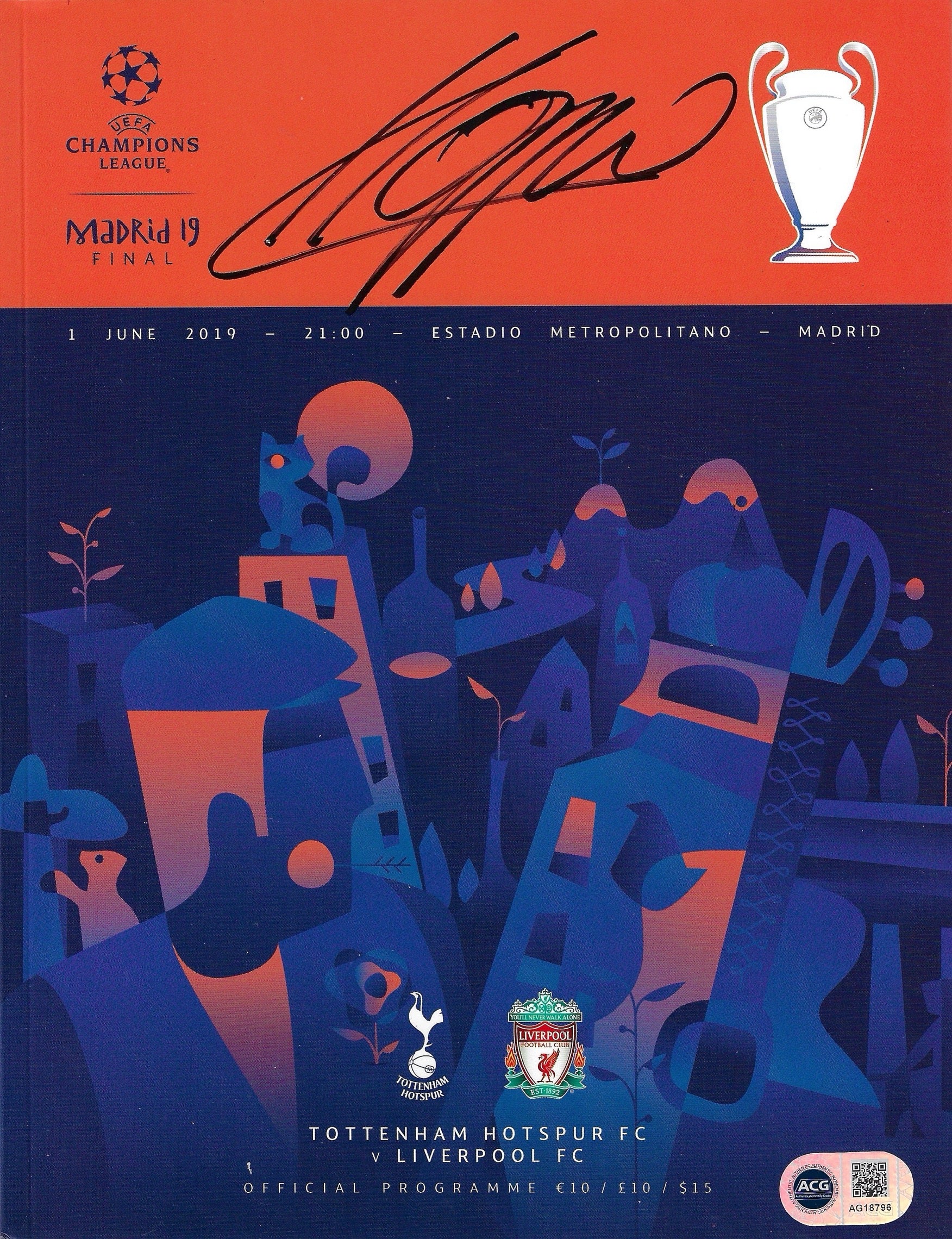 JURGEN KLOPP SIGNED 2019 LFC CHAMPIONS LEAGUE FINAL PROGRAMME (ACG CERT AG18796)-1