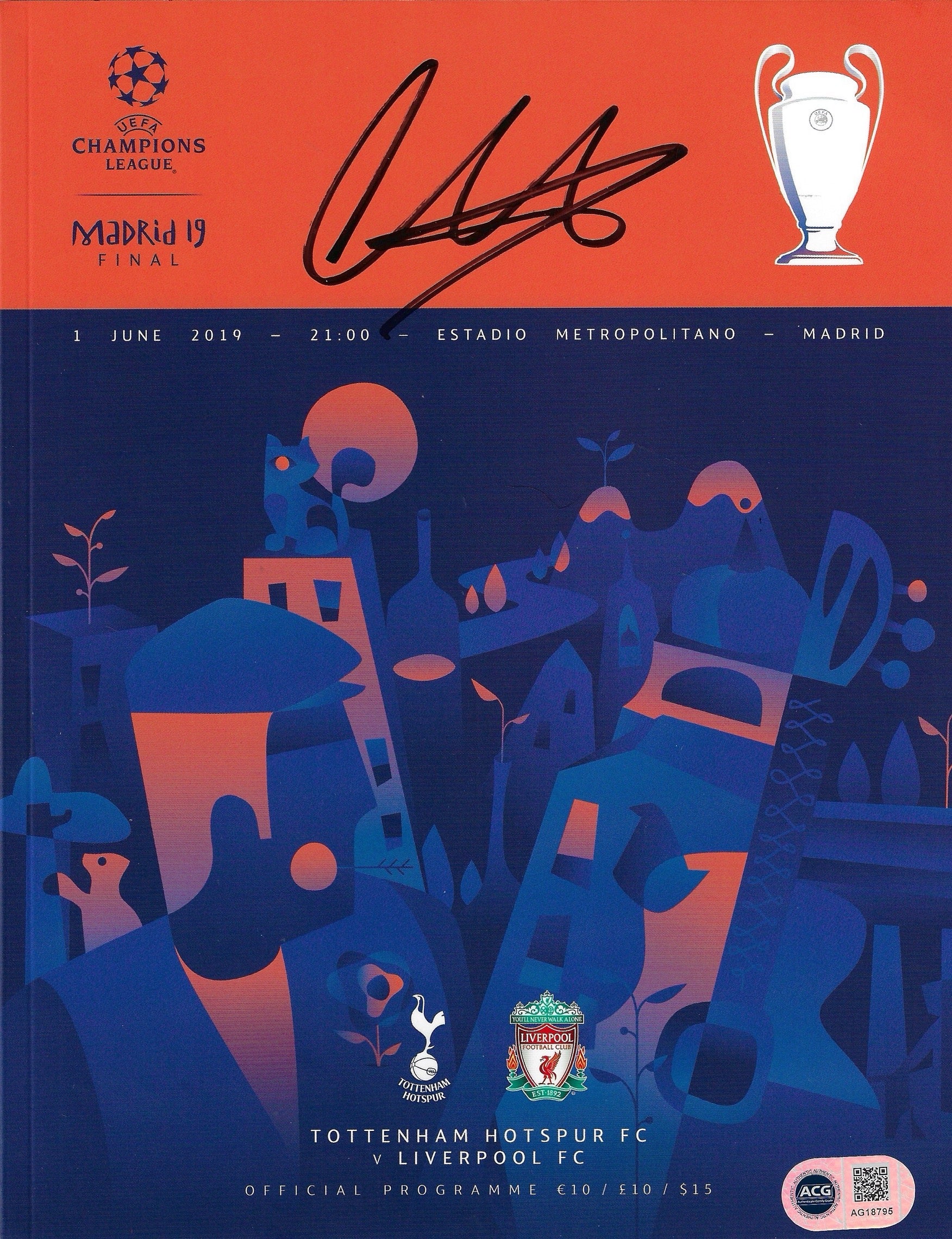 TRENT ALEXANDER-ARNOLD SIGNED 2019 LFC UCL FINAL PROGRAMME (ACG CERT AG18795)-1