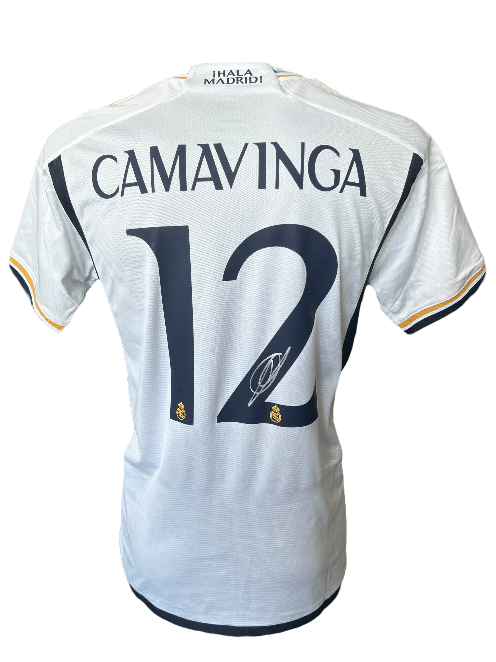 EDUARDO CAMAVINGA SIGNED 2023/24 REAL MADRID HOME SHIRT (AFTAL COA)-1