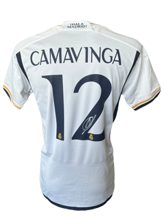 EDUARDO CAMAVINGA SIGNED 2023/24 REAL MADRID HOME SHIRT (AFTAL COA)-1