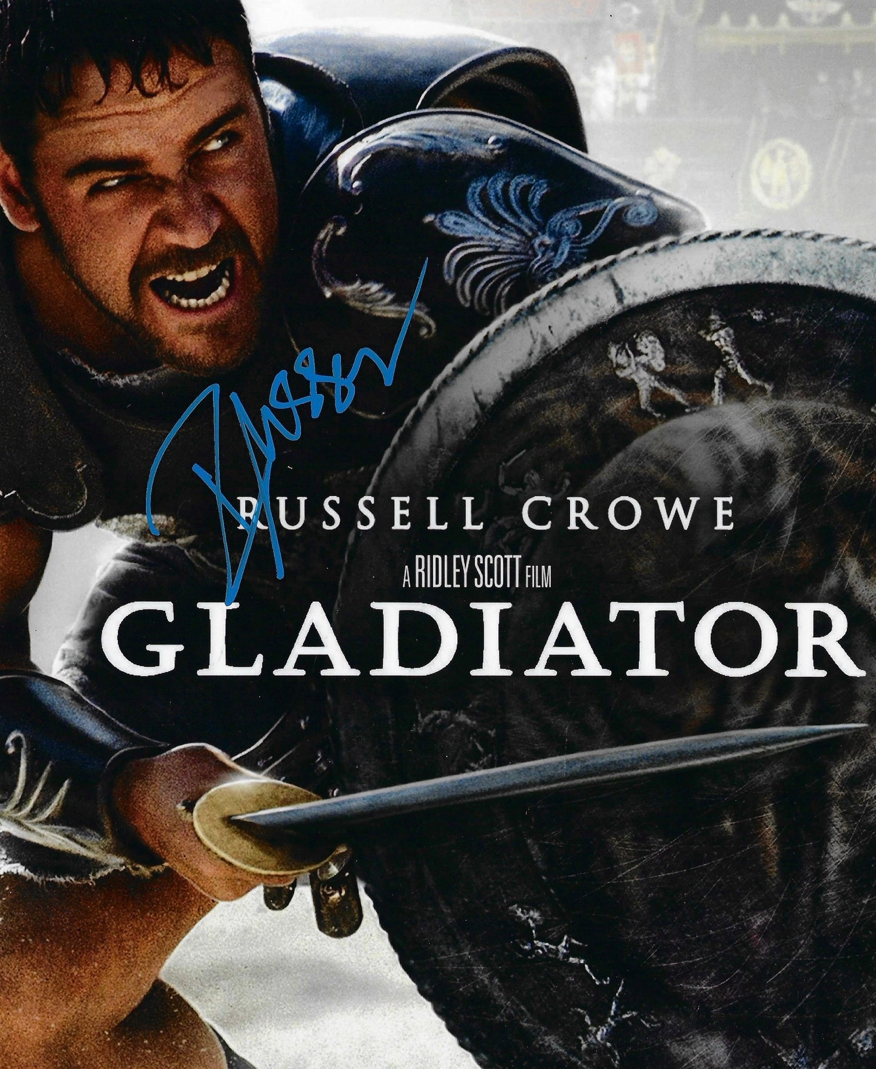 RUSSELL CROWE SIGNED 10x8 GLADIATOR POSTER PHOTOGRAPH (AFTAL COA)