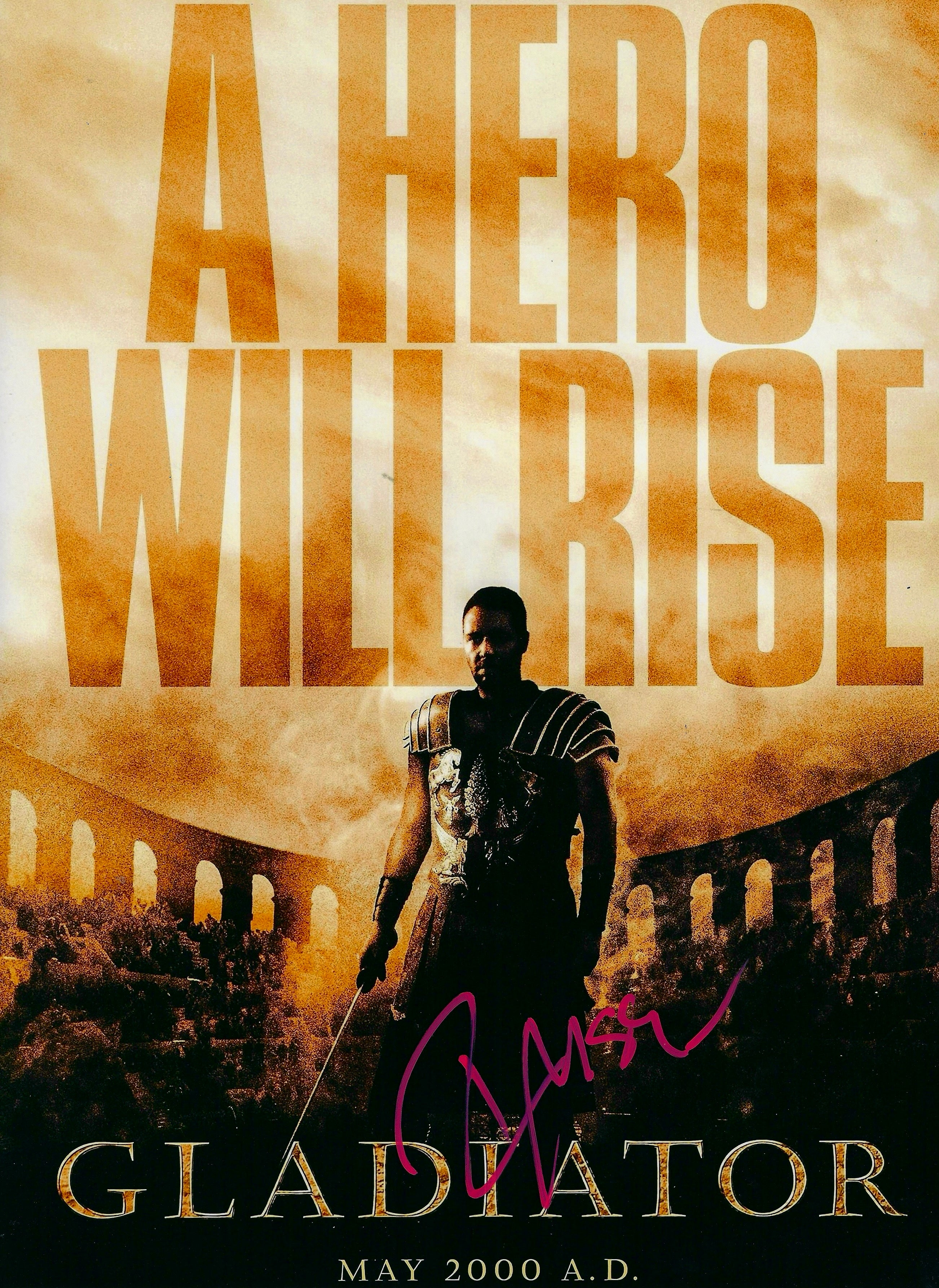 RUSSELL CROWE SIGNED 16x12 GLADIATOR MOVIE PHOTOGRAPH (AFTAL COA) 4