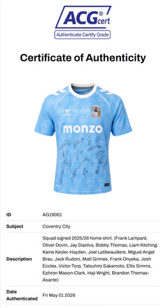 COVENTRY CITY FC 2025/26 CHAMPIONS SQUAD SIGNED HOME SHIRT (ACG CERT AG19061)-2