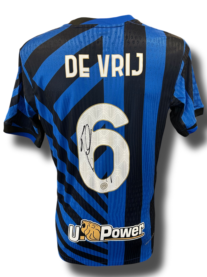 STEFAN DE VRIJ SIGNED 2024/25 INTER MILAN HOME PLAYER SHIRT DE VRIJ 6 (AFTAL COA)-1