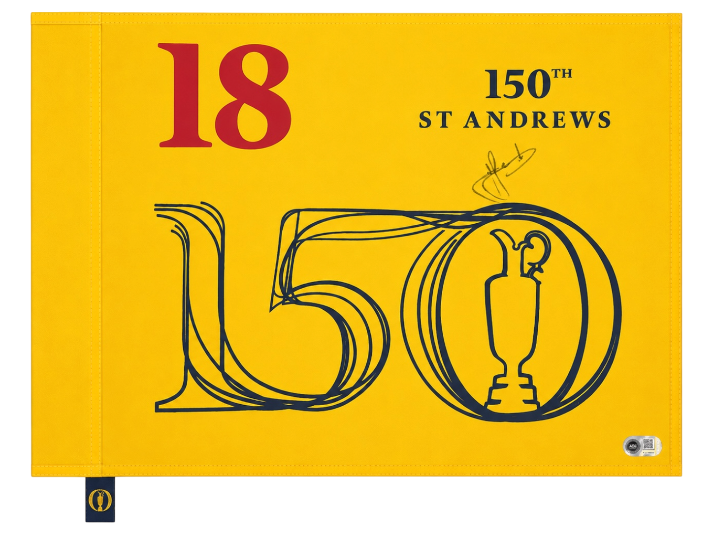 CAMERON SMITH SIGNED THE OPEN 150TH OPEN WINNER PIN FLAG (ACG CERT AG135932)-1