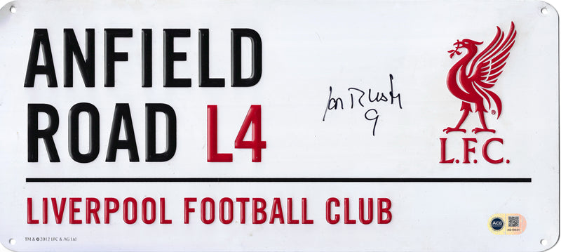 IAN RUSH SIGNED LIVERPOOL FC ANFIELD ROAD STREET SIGN (ACG CERT AG19331)-1