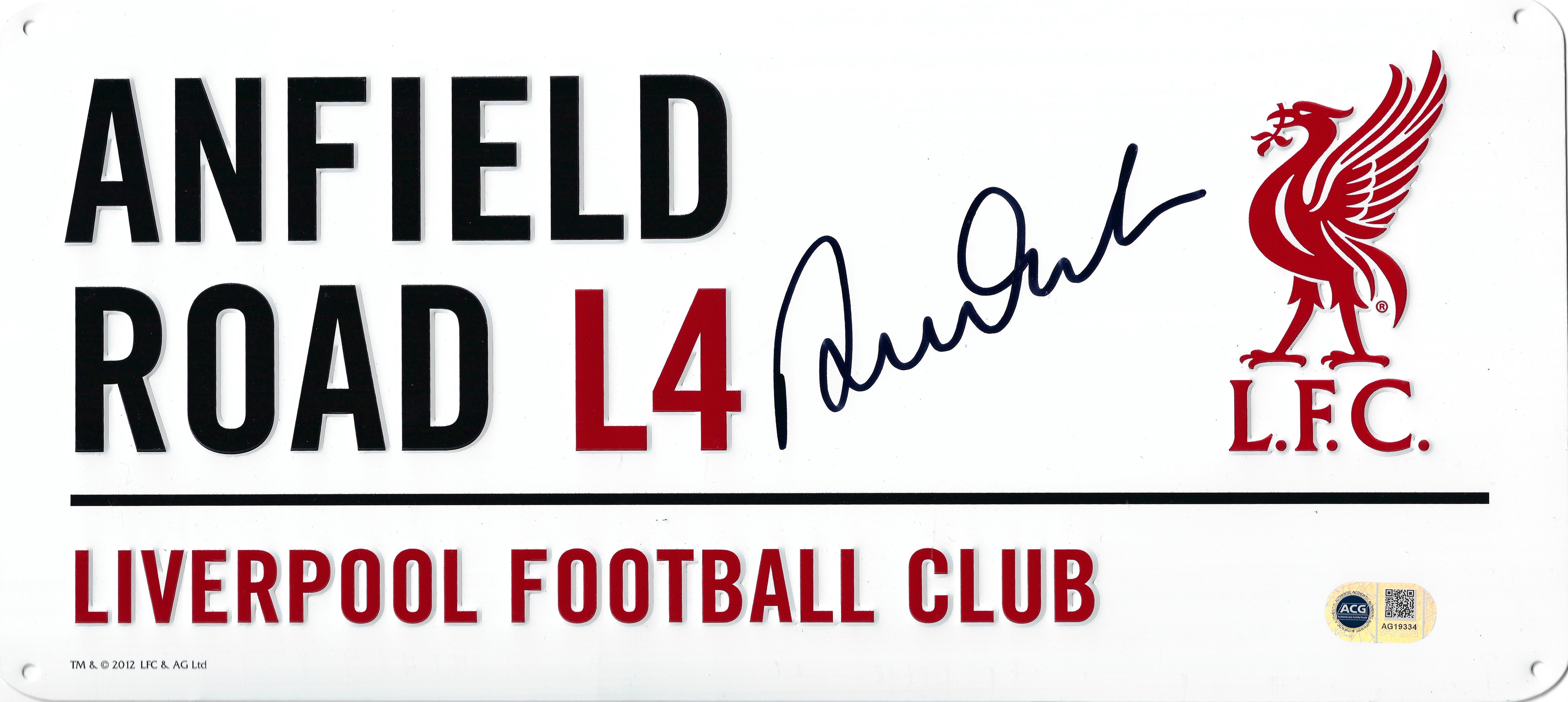 ROBBIE FOWLER SIGNED LIVERPOOL FC ANFIELD ROAD STREET SIGN (ACG CERT AG19334)