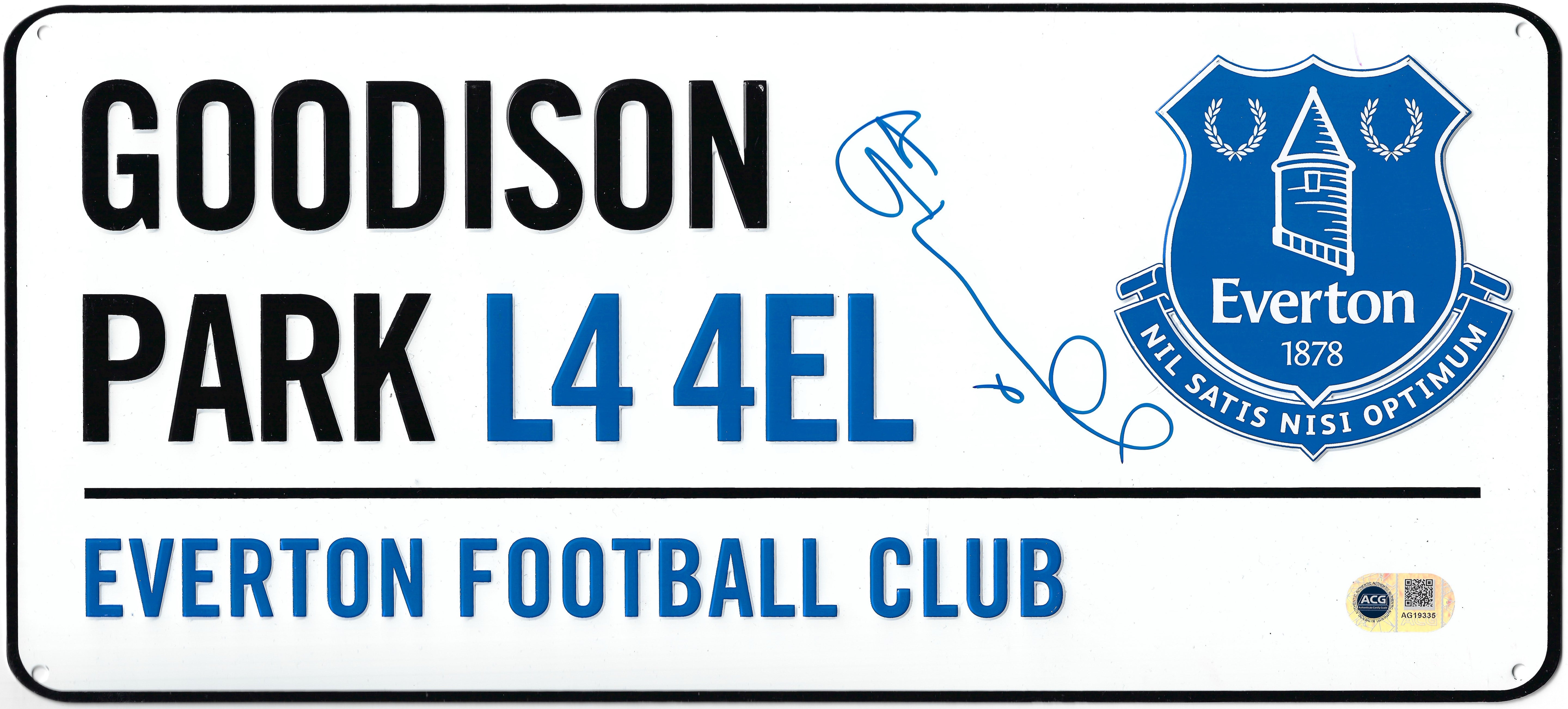 TIM CAHILL SIGNED EVERTON FC GOODISON PARK STREET SIGN (ACG CERT AG19335)