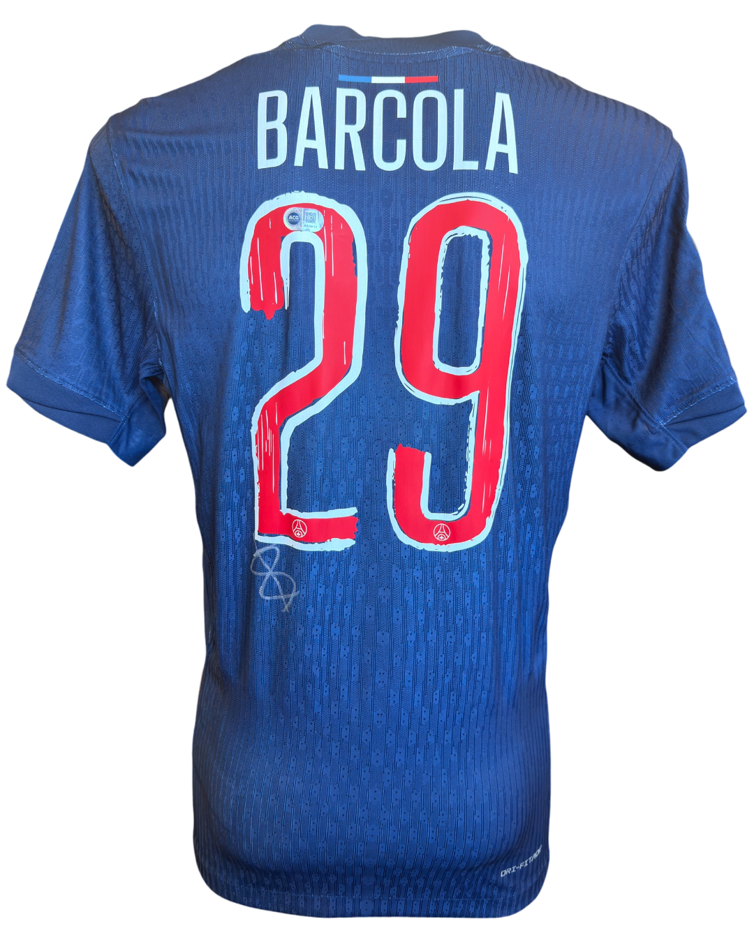 BRADLEY BARCOLA SIGNED 24/25 PARIS SAINT-GERMAIN PSG HOME SHIRT (ACG CERT AG19113)