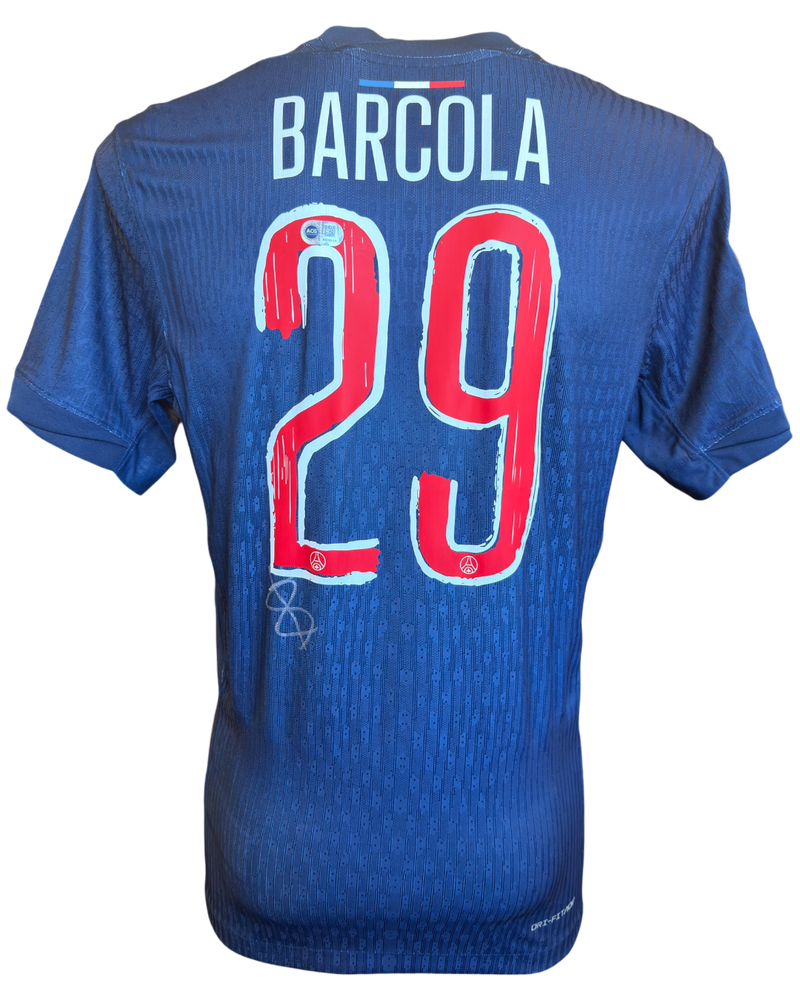 BRADLEY BARCOLA SIGNED 24/25 PARIS SAINT-GERMAIN PSG HOME SHIRT (ACG CERT AG19113)-1