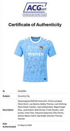 COVENTRY CITY FC 2025/26 CHAMPIONS SQUAD SIGNED HOME SHIRT (ACG CERT AG19064)-2