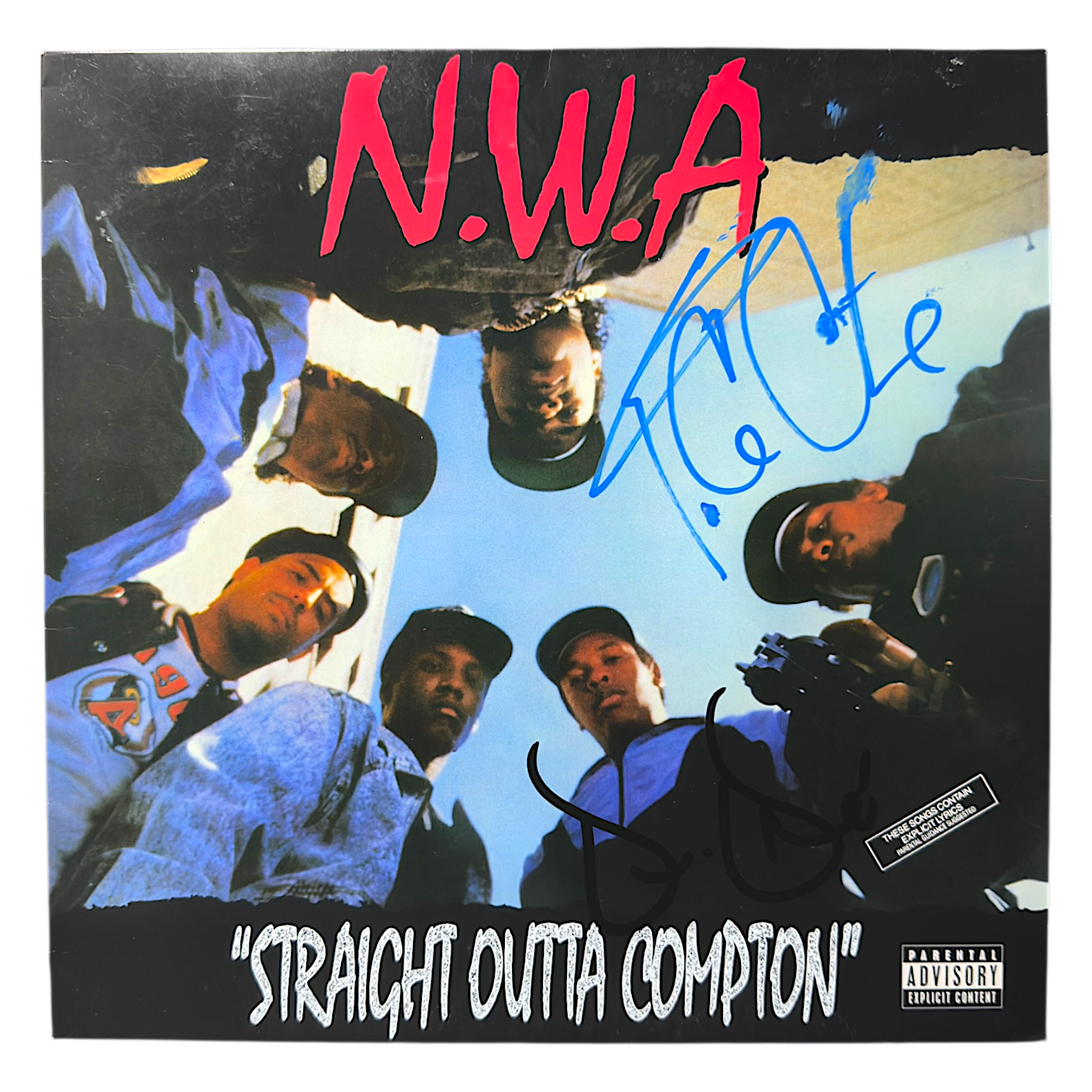 ICE CUBE & DR DRE SIGNED NWA STRAIGHT OUTTA COMPTON VINYL (ACG CERT AG17909)-1