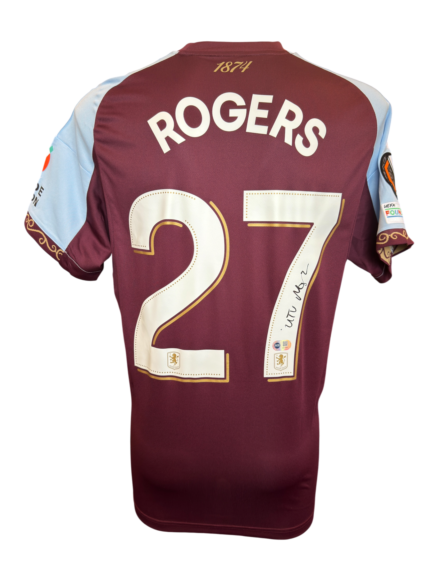 MORGAN ROGERS SIGNED 25/26 ASTON VILLA HOME UEL SHIRT (ACG CERT AG19083)