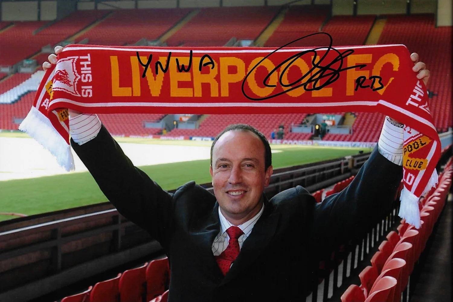 RAFAEL BENITEZ SIGNED LIVERPOOL FC MANAGER 12x8 (AFTAL COA)